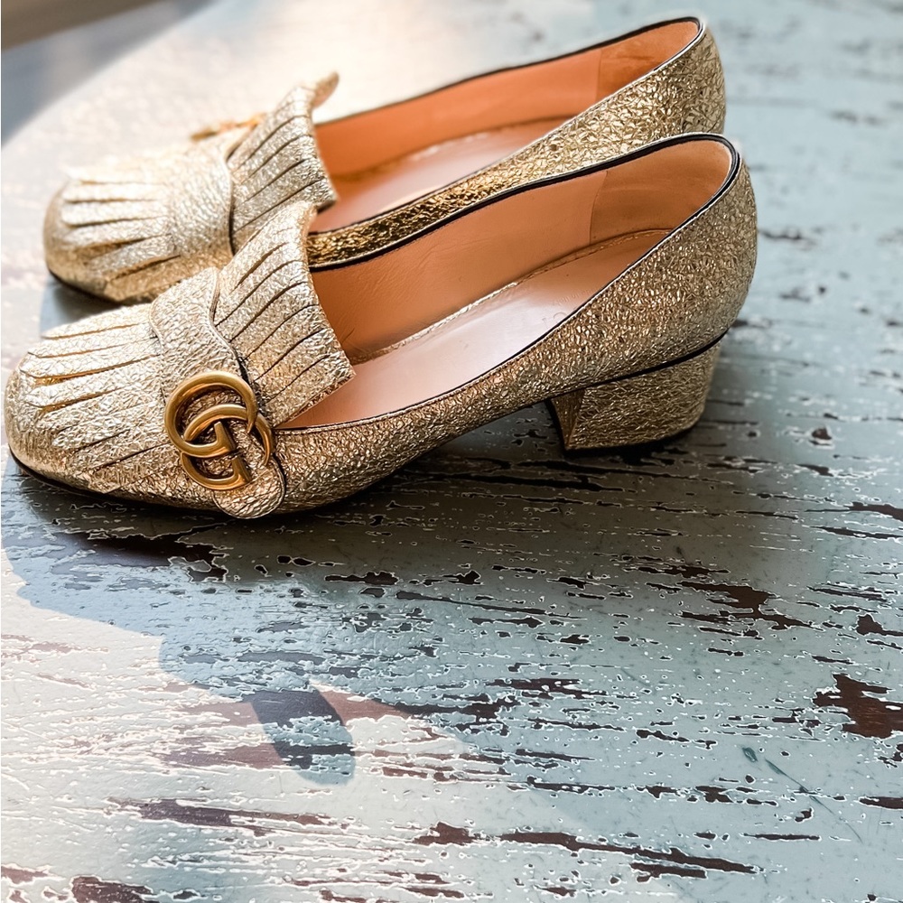 Gucci Mormont. Great cond. sole wear. They come in original dust bags and box